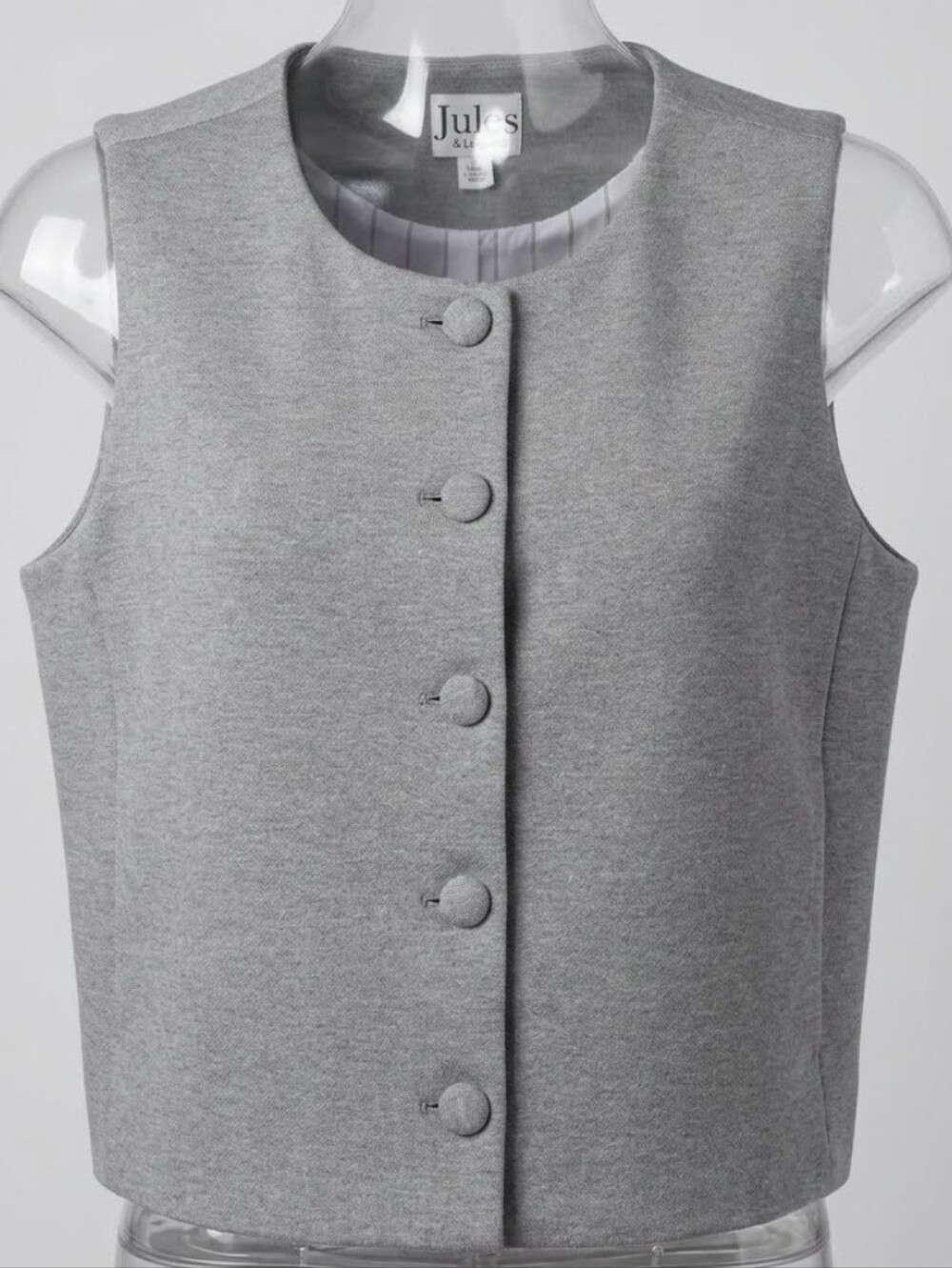 Jules & Leopold Light Grey Sleeveless Buttoned Vest, Sz LARGE